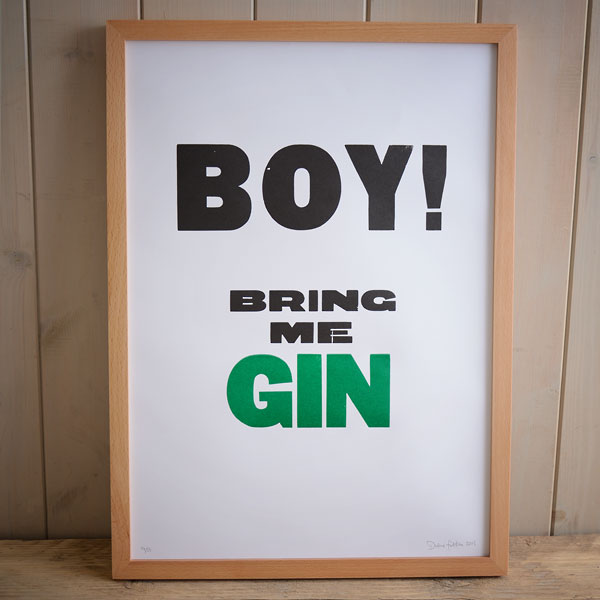Gin letterpress A3 print